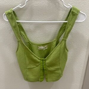 Green Textured Crop Top